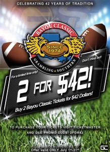 42nd Annual Bayou Classic - 2 for 42 Offer PR Flyer