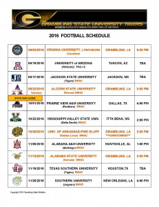 2016 Fall GSU Tigers Football Schedule