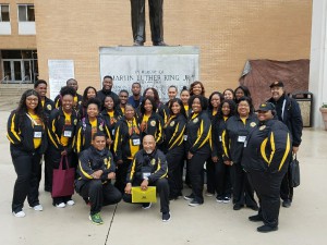 GSU Students group shot outside at the King memorial 