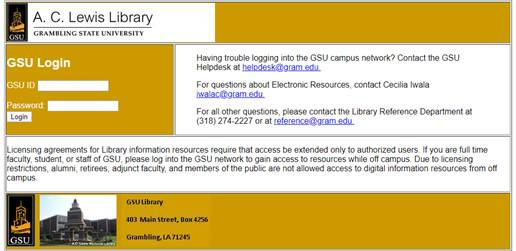 Library Remote Resources Login Screenshot