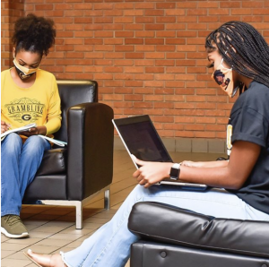 Students studying in student union