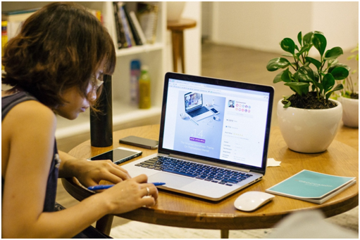 Student working on laptop