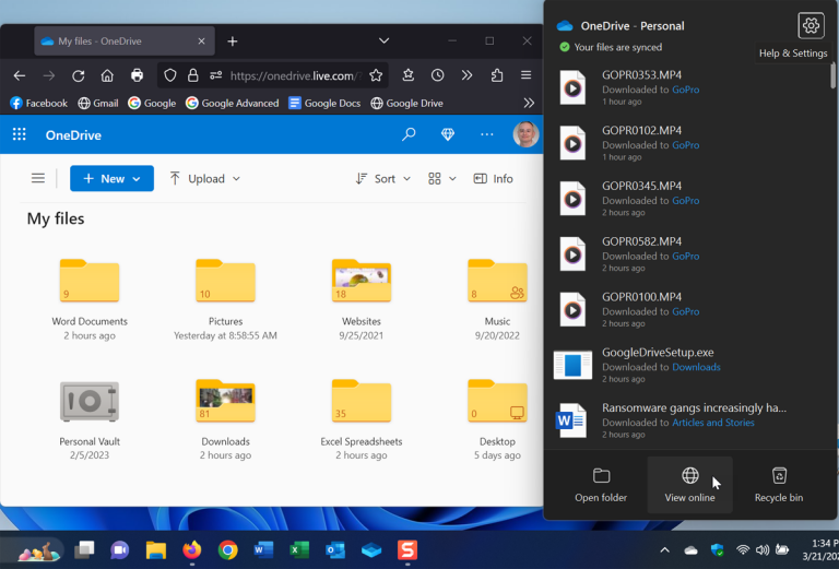 OneDrive View Folders & Files Online