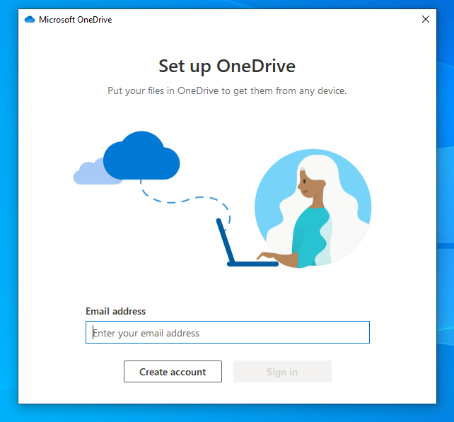 OneDrive Set-up Screen