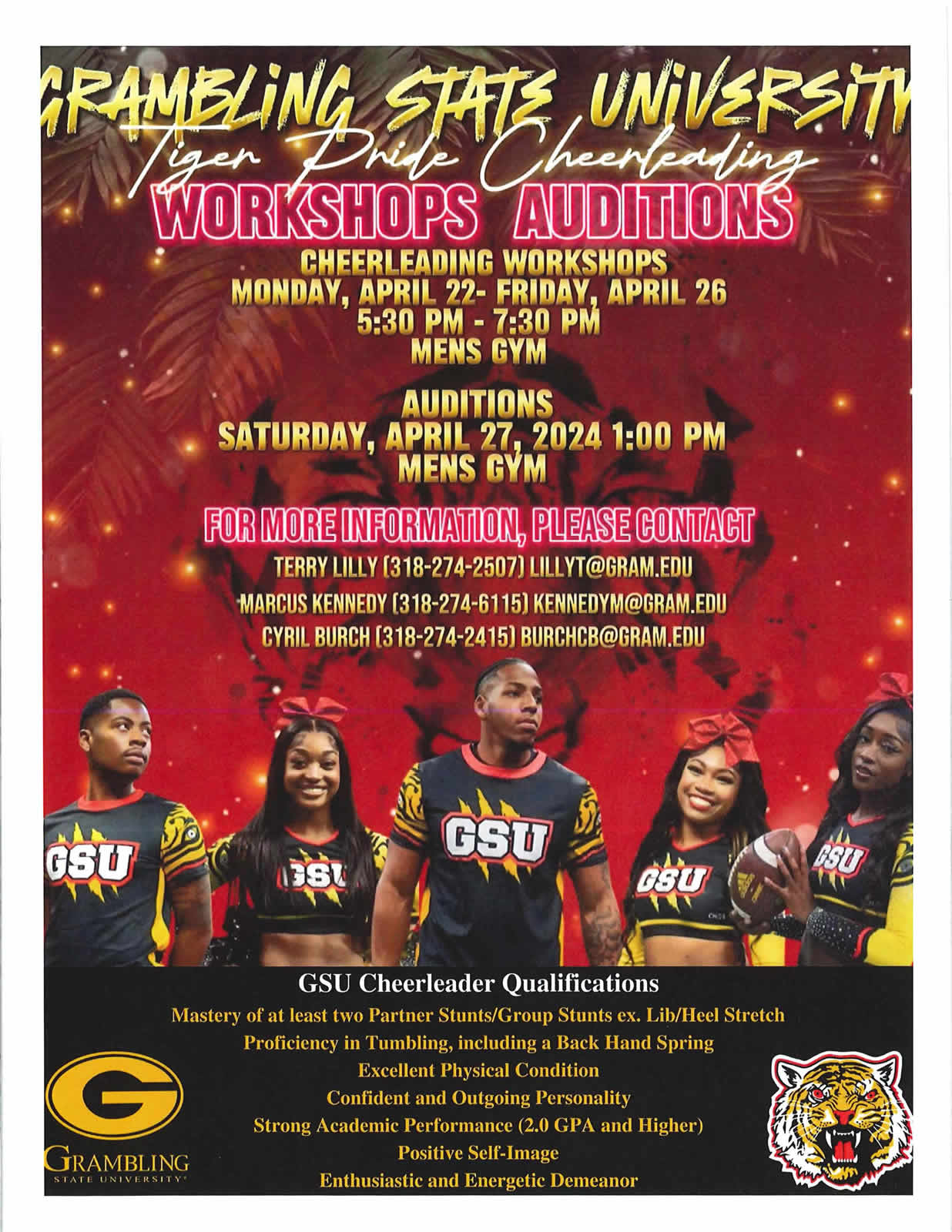 2024 GSU Cheerleading Auditions Flyer