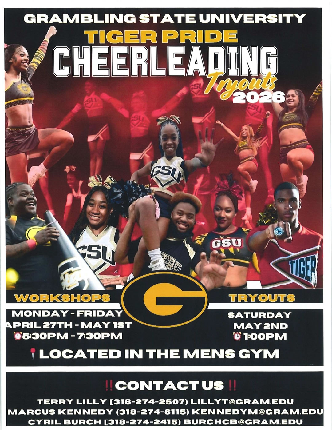 2026 GSU Cheerleader Auditions Flyer