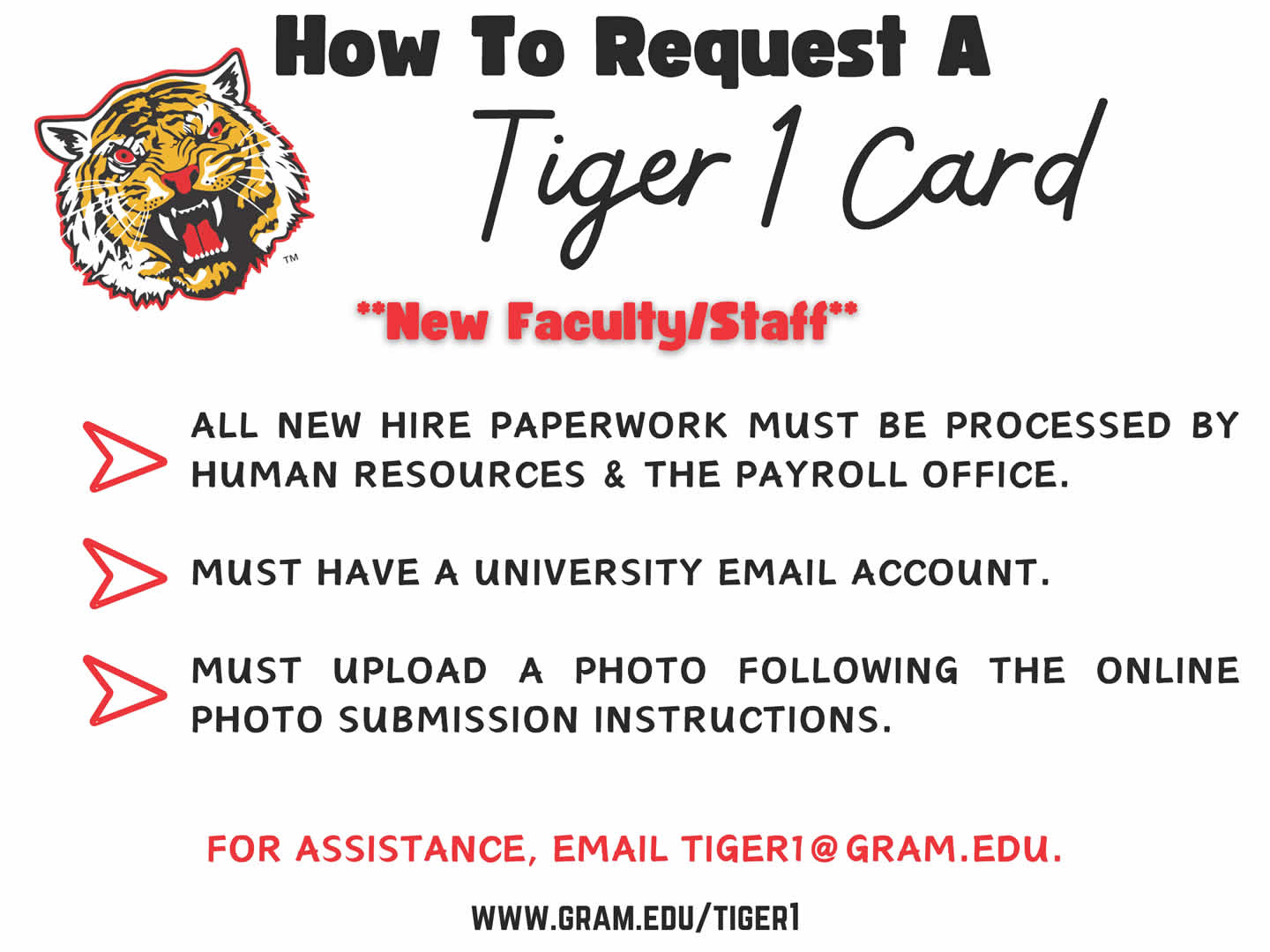 How to Request A Tiger1 Card - FacultyStaff (Page 1) How to Request A Tiger1 Card - FacultyStaff (Page 1)